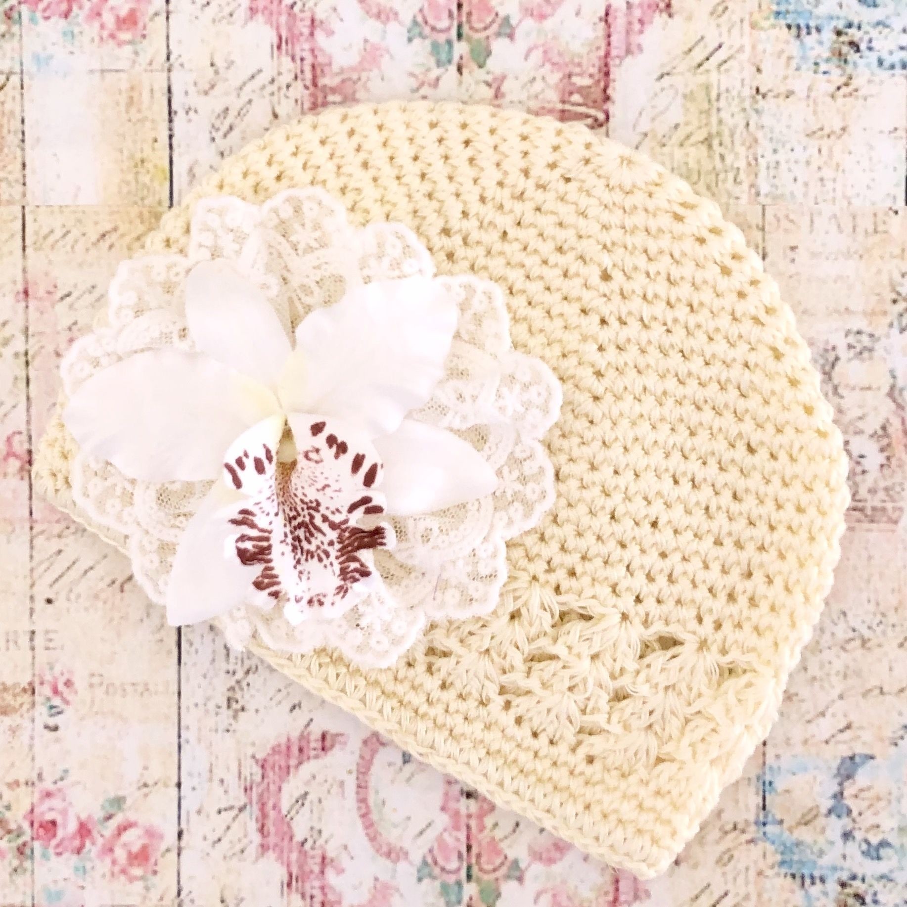 baby girl cream hat