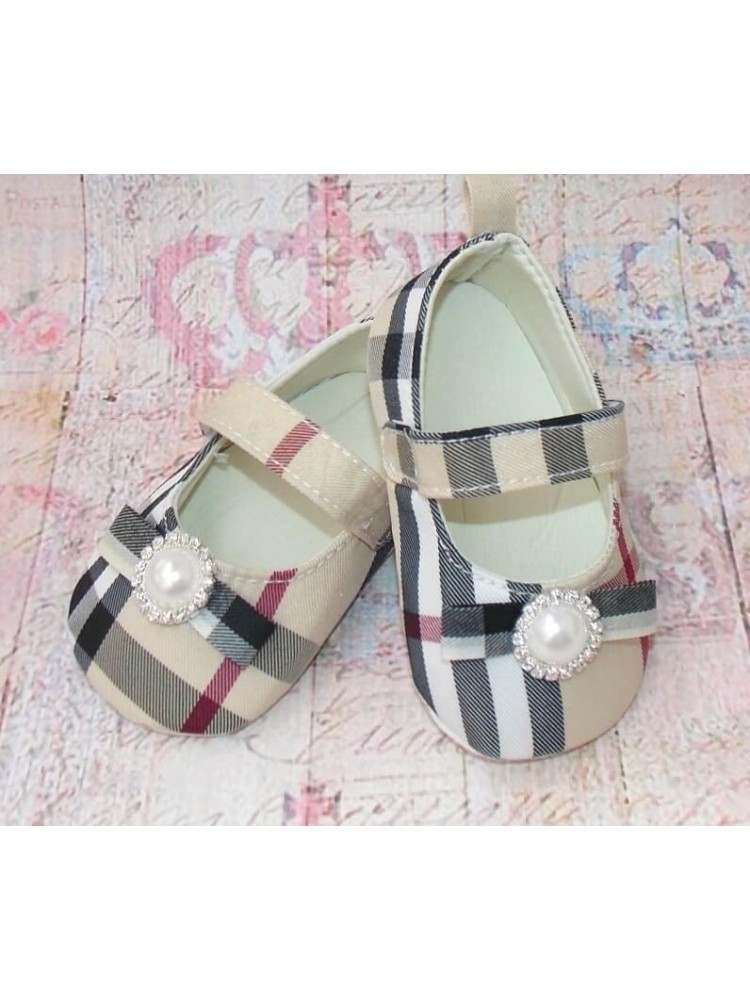 Baby girl christening shoes Burberry style
