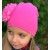 Baby girl cotton hat Fuchsia chiffon flower