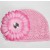 Crochet baby hat pink with pink daisy flower