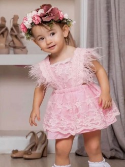 Baby Girl Feather Dress Pink