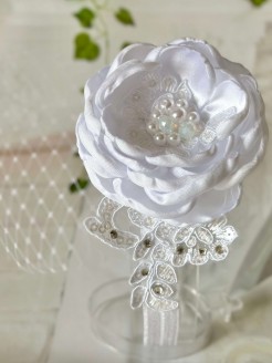 Girl Special Occasion Headband White Flower and Lace