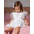 Baby girl white lace dress with feathers sleeves