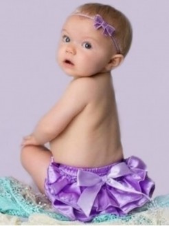 Baby Girl Ruffle Nappy Cover Lavender Satin