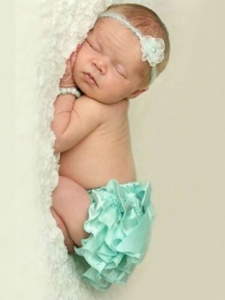 Newborn Girl Satin Frilly Knickers Pants Aqua Mint