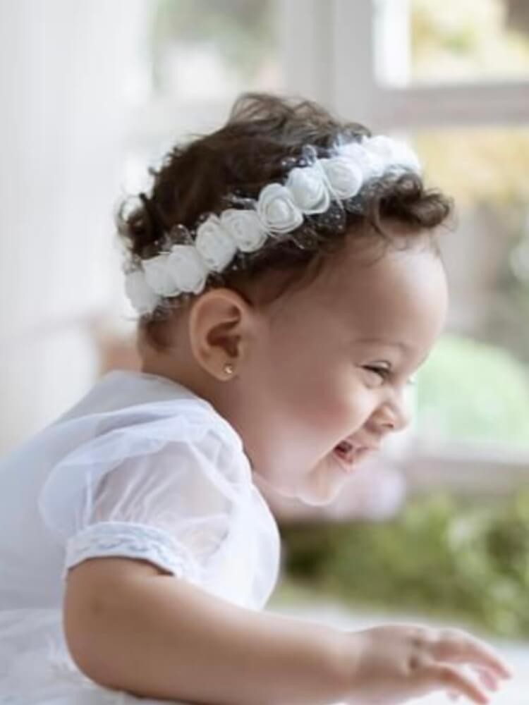 Baby Girl Christening Flower Wreath Crown