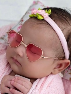 Newborn headband pink satin roses