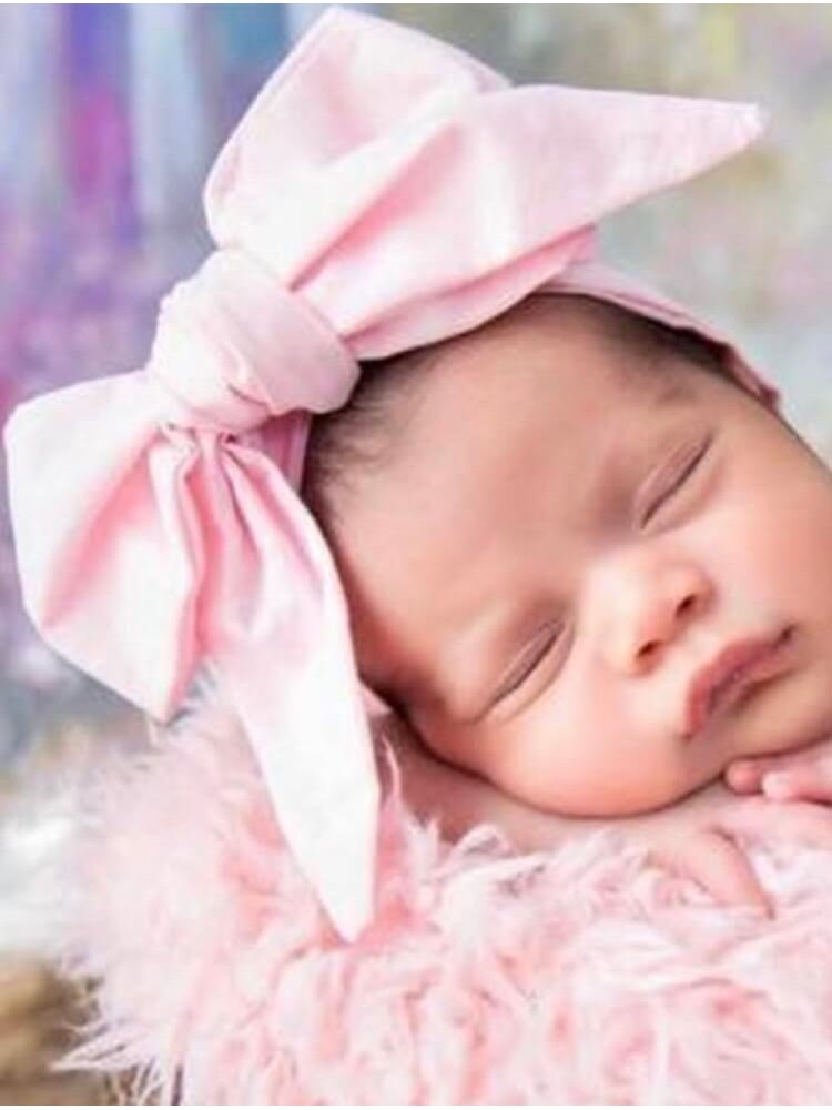 Baby girl cotton headband light pink bow