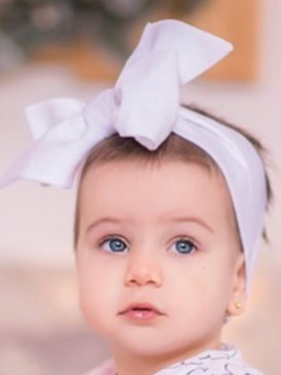 Baby girl cotton white big bow headband