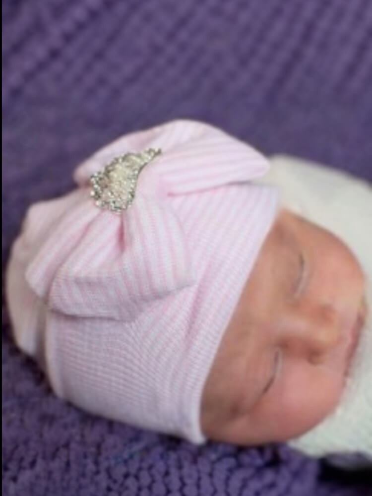 Newborn Baby Girl Hospital Hat Crown And Pearls