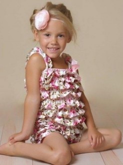 Baby Girl Satin Romper With Flowers