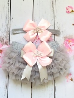 Baby Girl Frilly Pants Silver And Pink