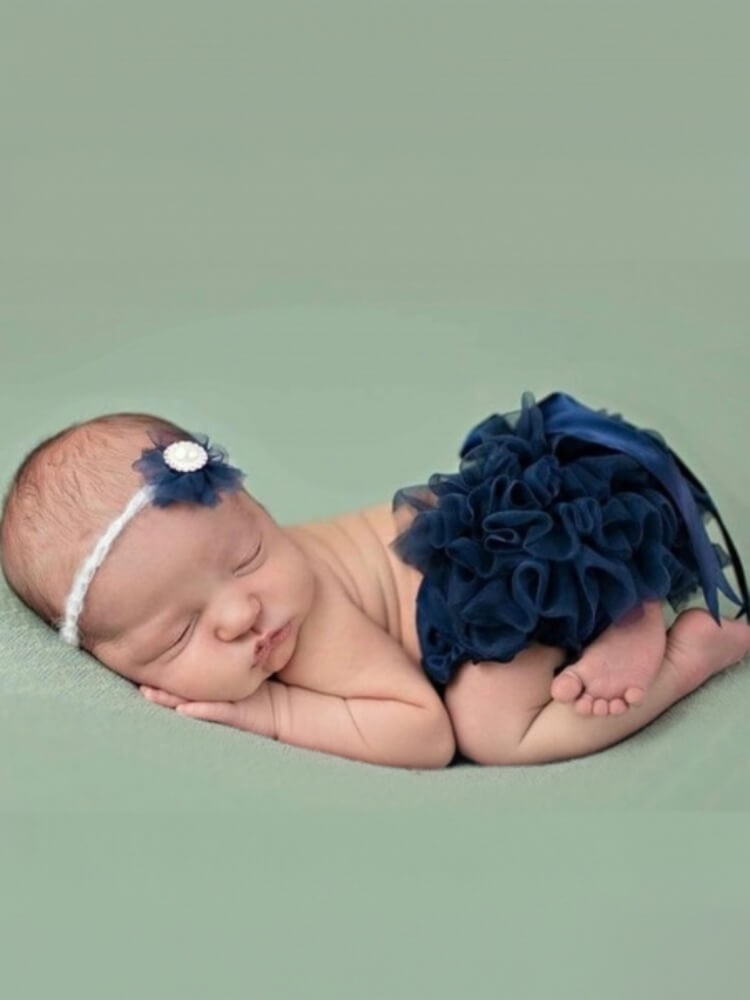 Baby Girl Ruffle Bloomer Nappy Cover Navy Blue