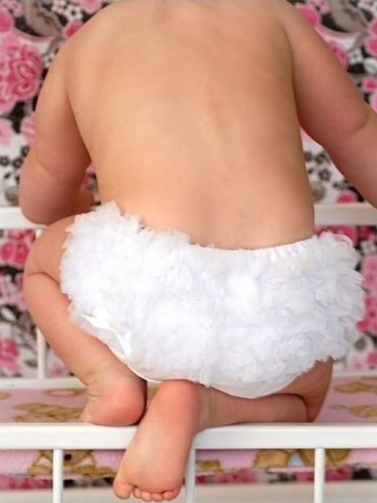 Baby Girl Ruffle Bloomer White