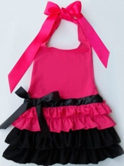 baby girl cotton dress fuchsia with black