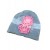 Baby girl cotton hat Grey with Pink flowers