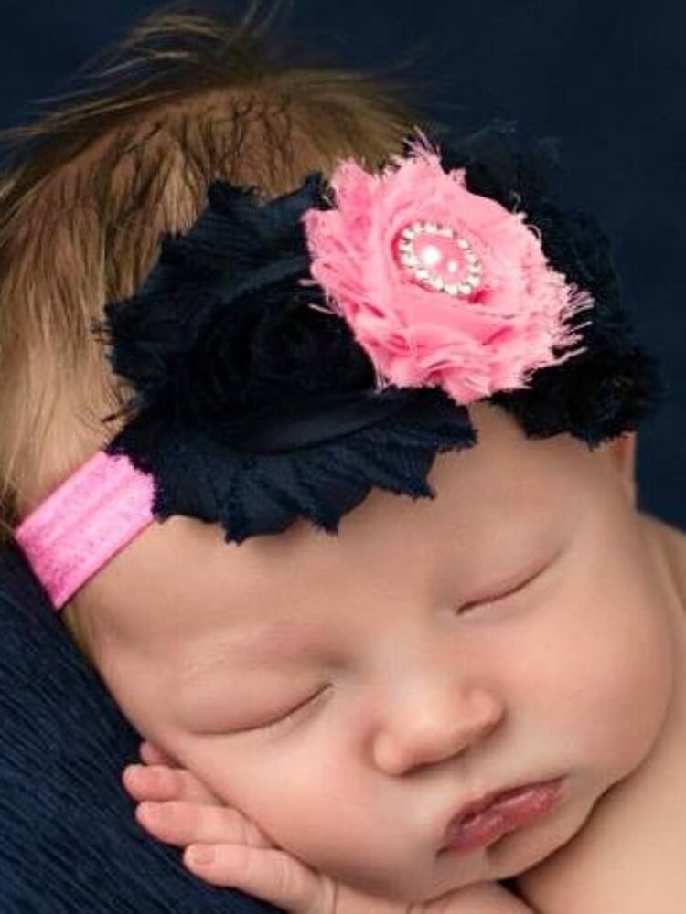 Baby Headband Coral with Navy blue