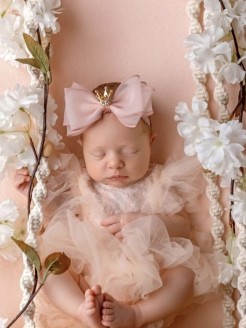 Dusty Pink Newborn Bow Headband with Crown
