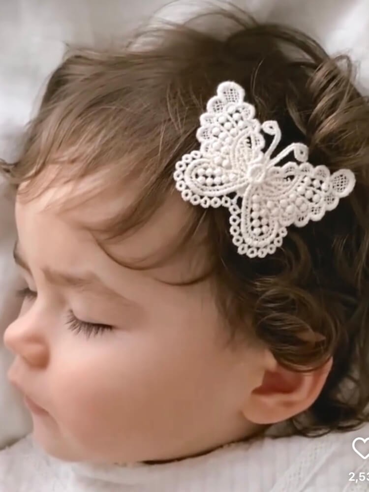 Baby Girl Hair Clip with White Butterfly