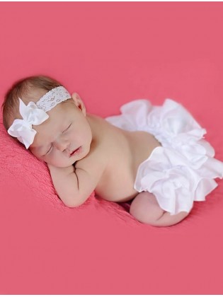 Baby Girl Ruffle Bloomer White Satin