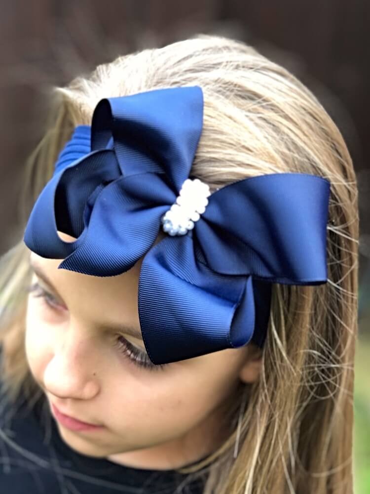 Navy Blue Big Bow Headband
