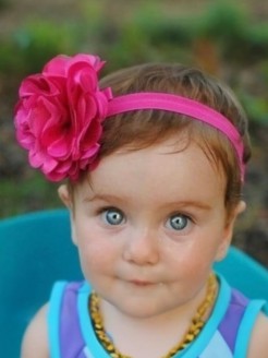 Baby girl headband Satin tulle flower hot fuchsia