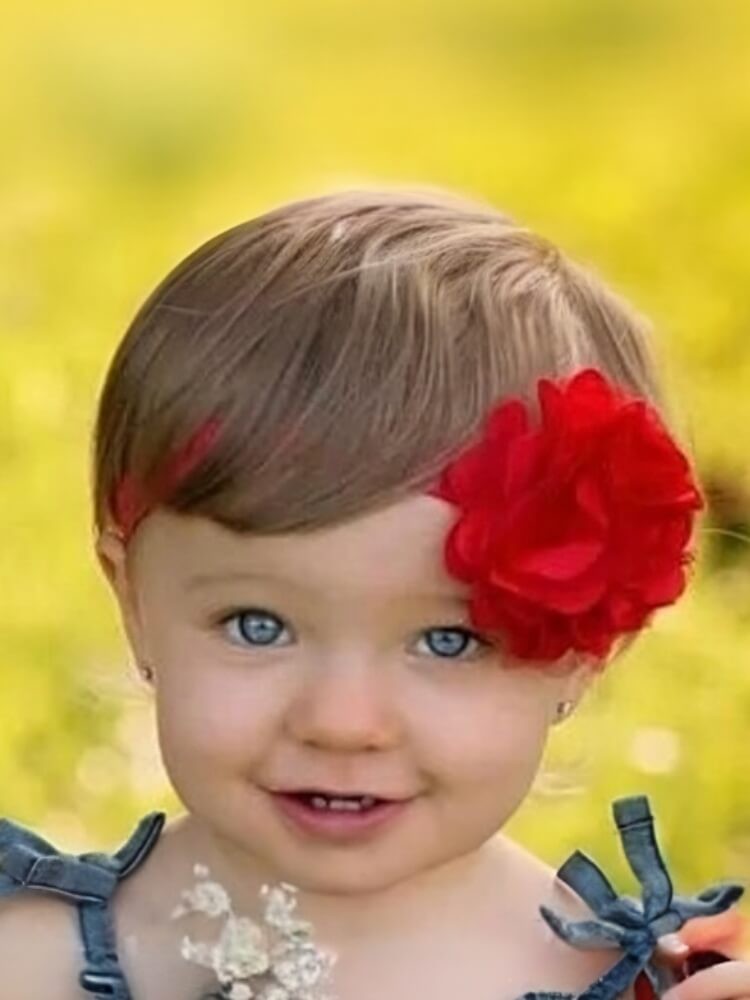 Baby Girl Headband Satin Tulle Flower Red