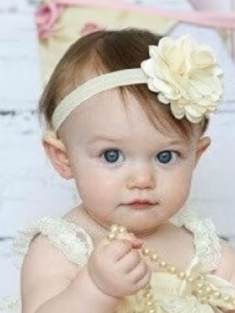 Baby Girl Headband Satin Tulle Flower Cream