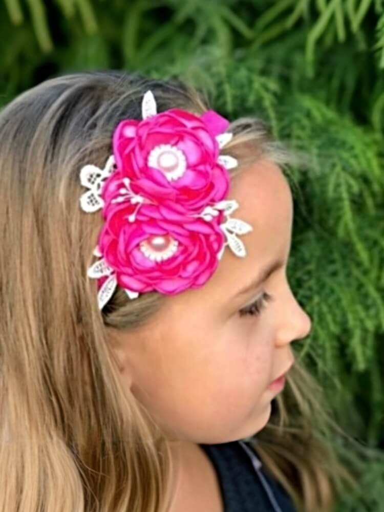Exclusive headband Fuchsia Flowers