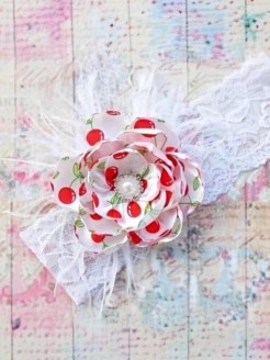 Handmade Baby Girl Headband Cherry Vintage Flower