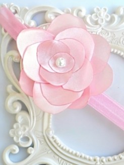 Handmade Wedding Headband Pale Pink Flower