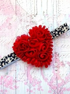 Baby Girl Headband Red Heart With Leopard