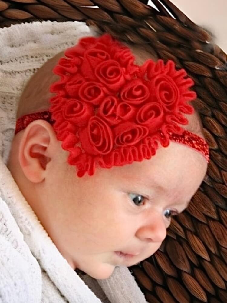 Baby Girl Red Big Heart Headband