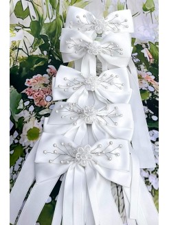 Girl First Holy Communion Hair Bow with Long Taile