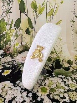 Luxury Padded Velvet Headband with Gold Teddy Bear