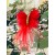 Feather Hair Clip with Red Organza Butterfly